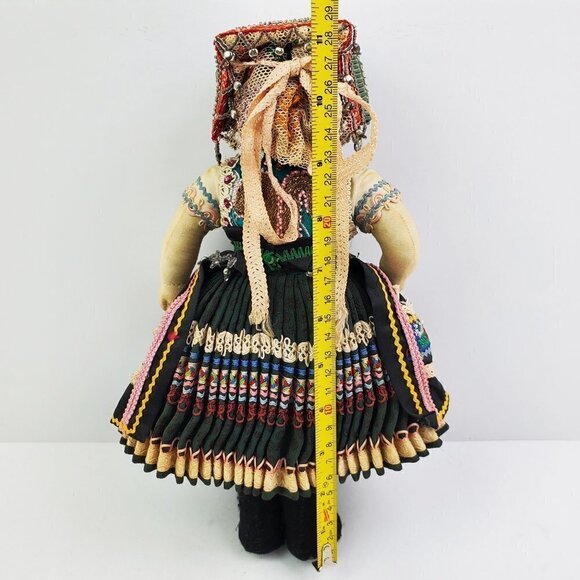 Czech Traditional Vintage 1950s Girl Doll Ornate Headdress Outfit Czechoslovakia - Picture 2 of 16